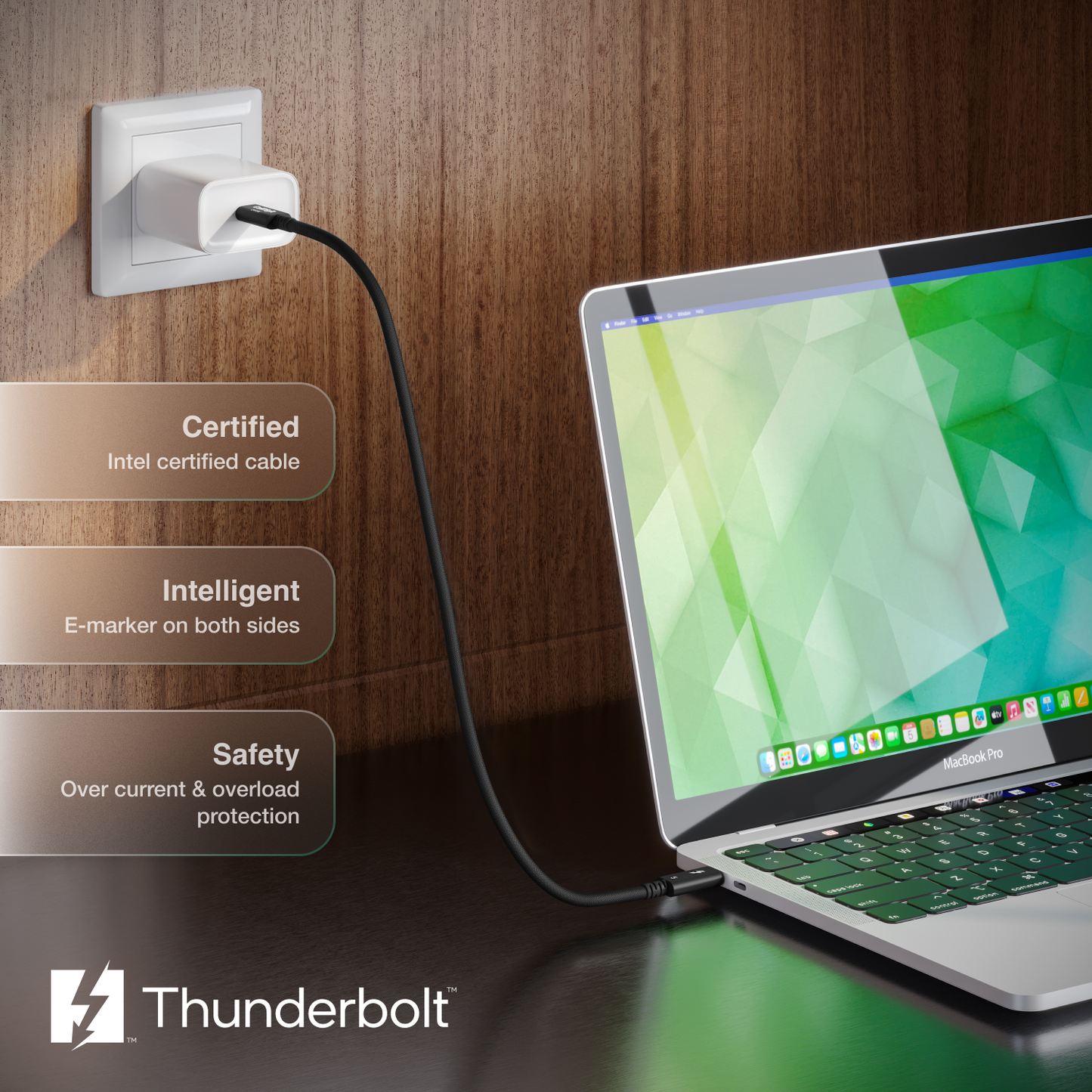 Thunderbolt 5 (USB-C) Pro 連接線 (0.5公尺編織線)